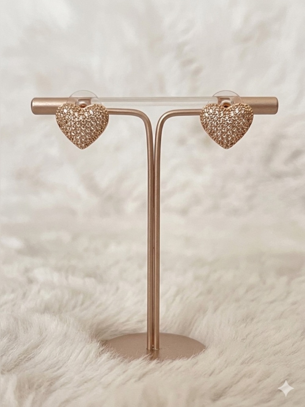 MIXIT Gold Tone Heart Stud Earrings Cubic Zirconia Hypoallergenic Sensitive Ears